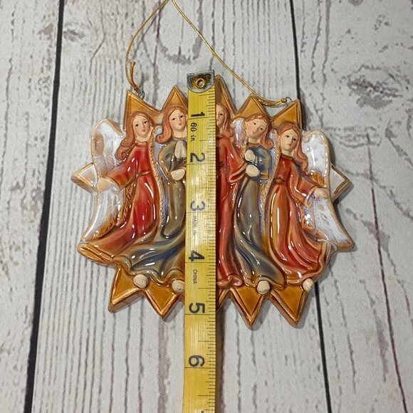 Angel Ornament 5 Angels Ceramic Christmas Religious Deluxe Imports 5.5" x 6" - Picture 12 of 12